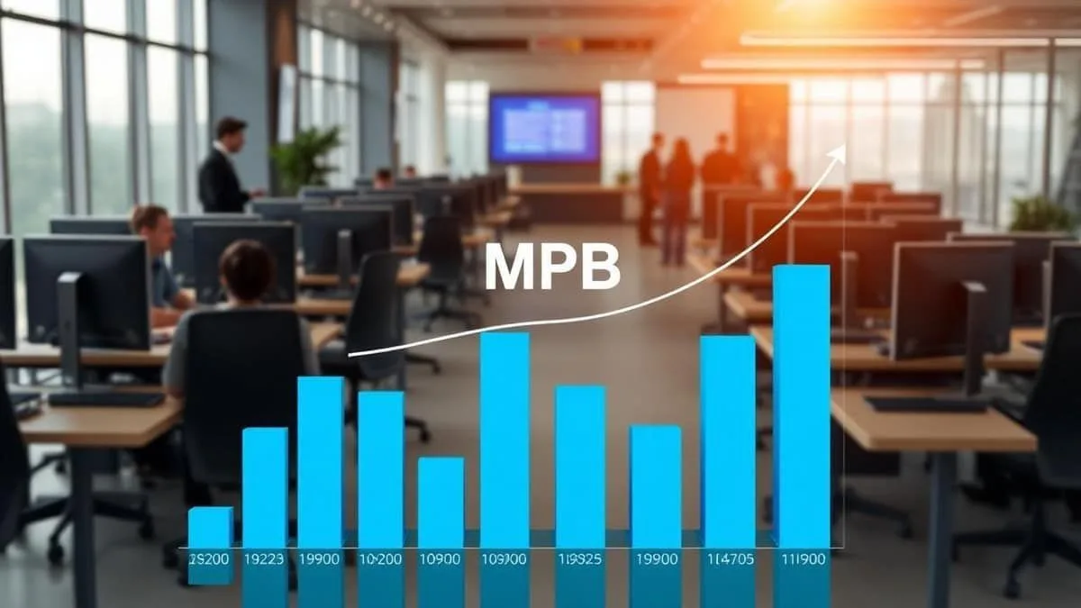Escritório empresarial com múltiplos dispositivos conectados à rede