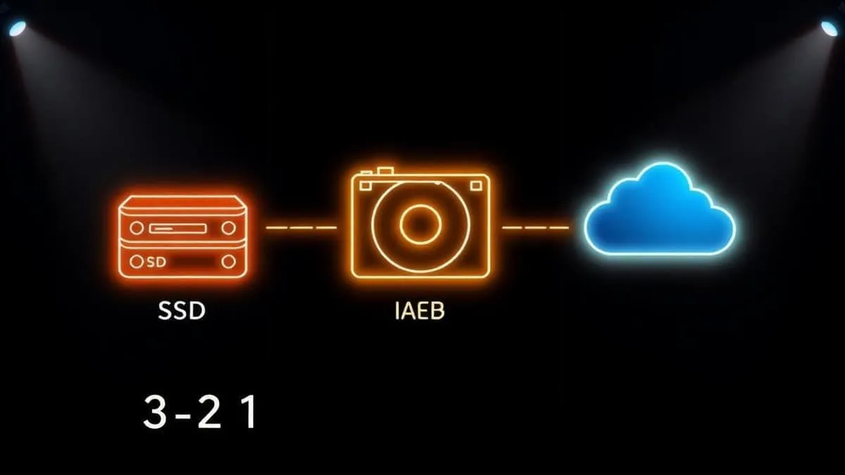 Diagrama conceitual das cópias de backup em diferentes mídias