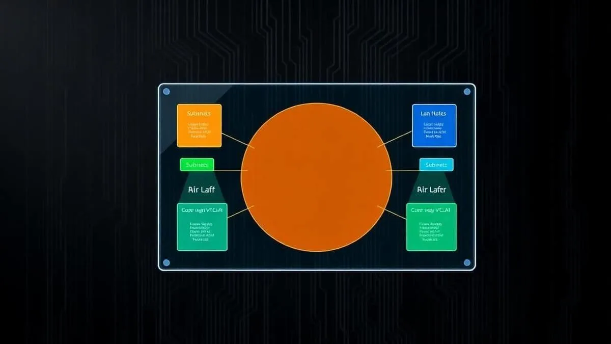 Diagrama conceitual de VLANs separando setores em uma rede corporativa