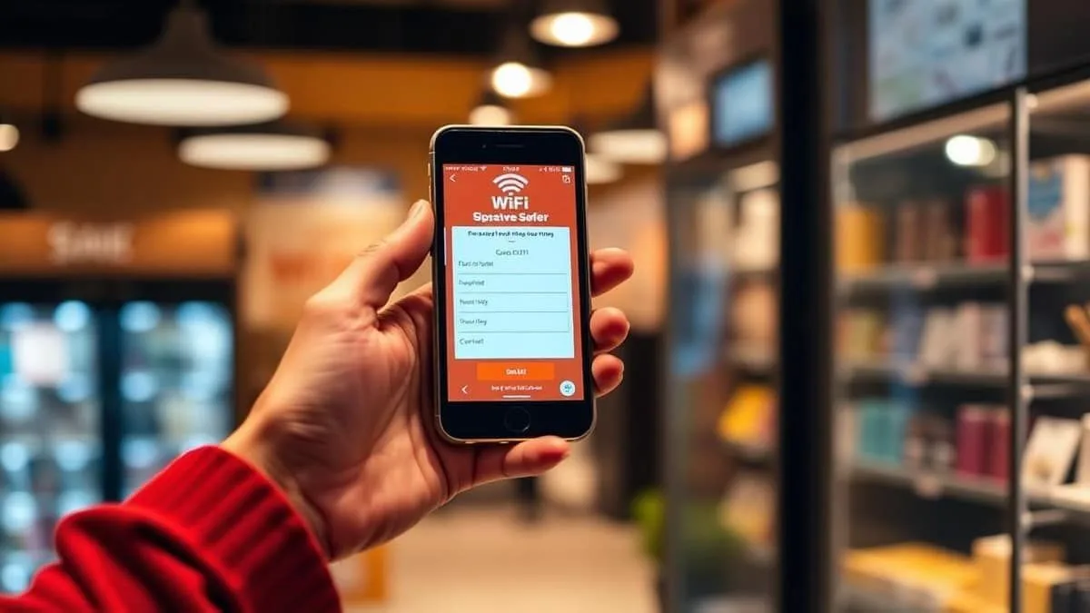 Cliente conectando ao Wi-Fi de uma loja com formulário no celular